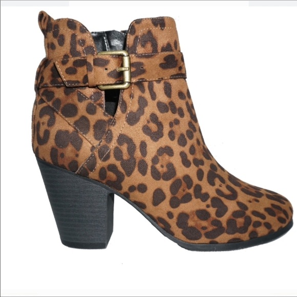 Time and Tru Ankle Strap Animal Print Booties - Picture 2 of 7